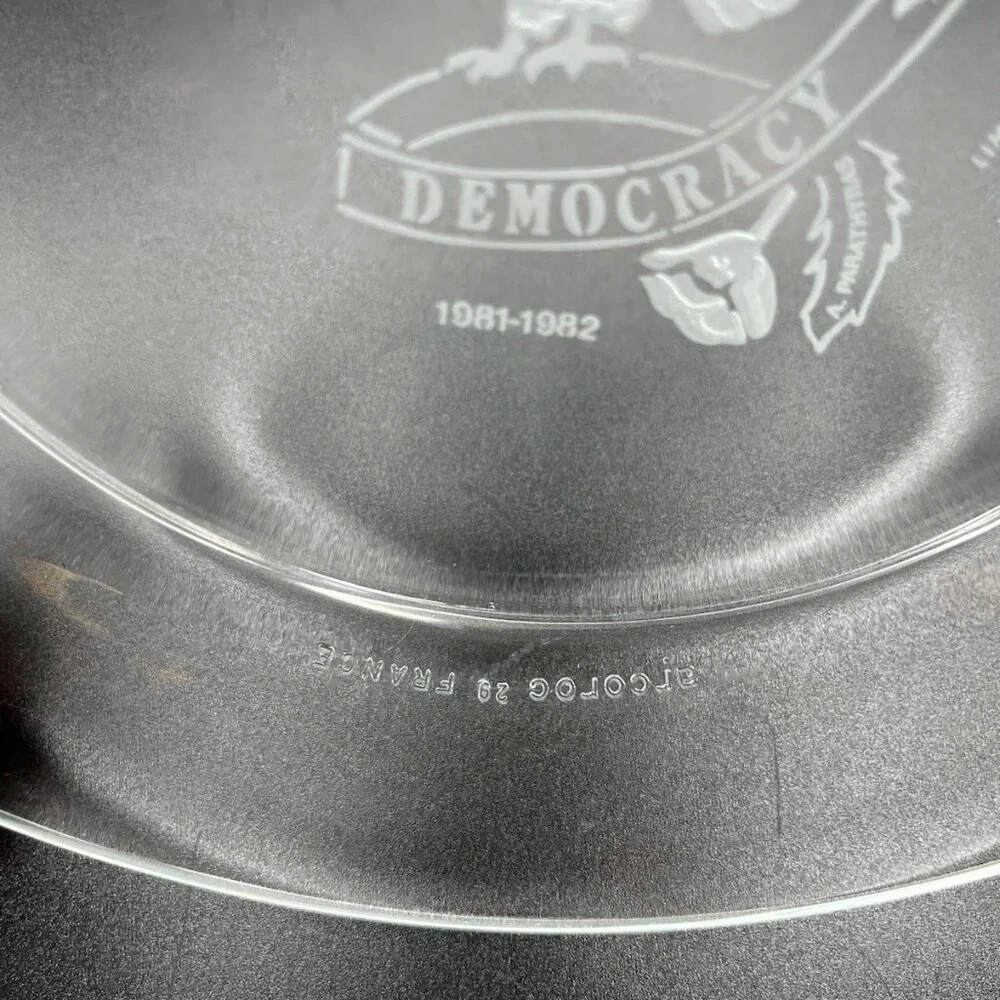Vintage Arcoroc France American Legion Democracy Eagle Plate 1981-1982 Etched
